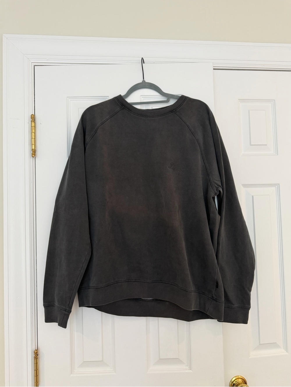 BRAND NEW Men's Lucky Brand Washed Dark Gray Crewneck Sweatshirt